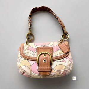 Coach Pink Multicolor Signature Canvas Small Soho Flap Shoulder Bag 11907